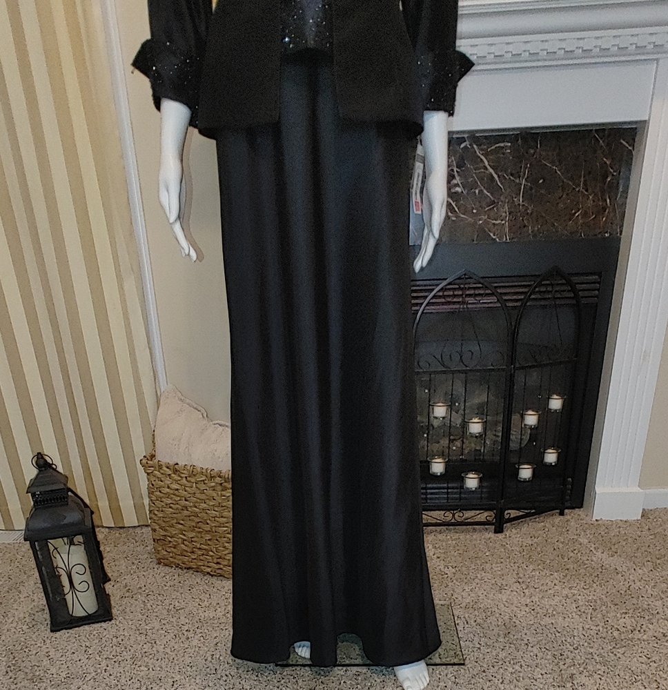 CACHET BLACK SHANTUNG 2 PC. DRESS W/ JACKET 8 - Picture 3 of 11